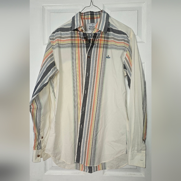 Vivienne Westwood Orange and Gray Striped Shirt - Picture 1 of 7